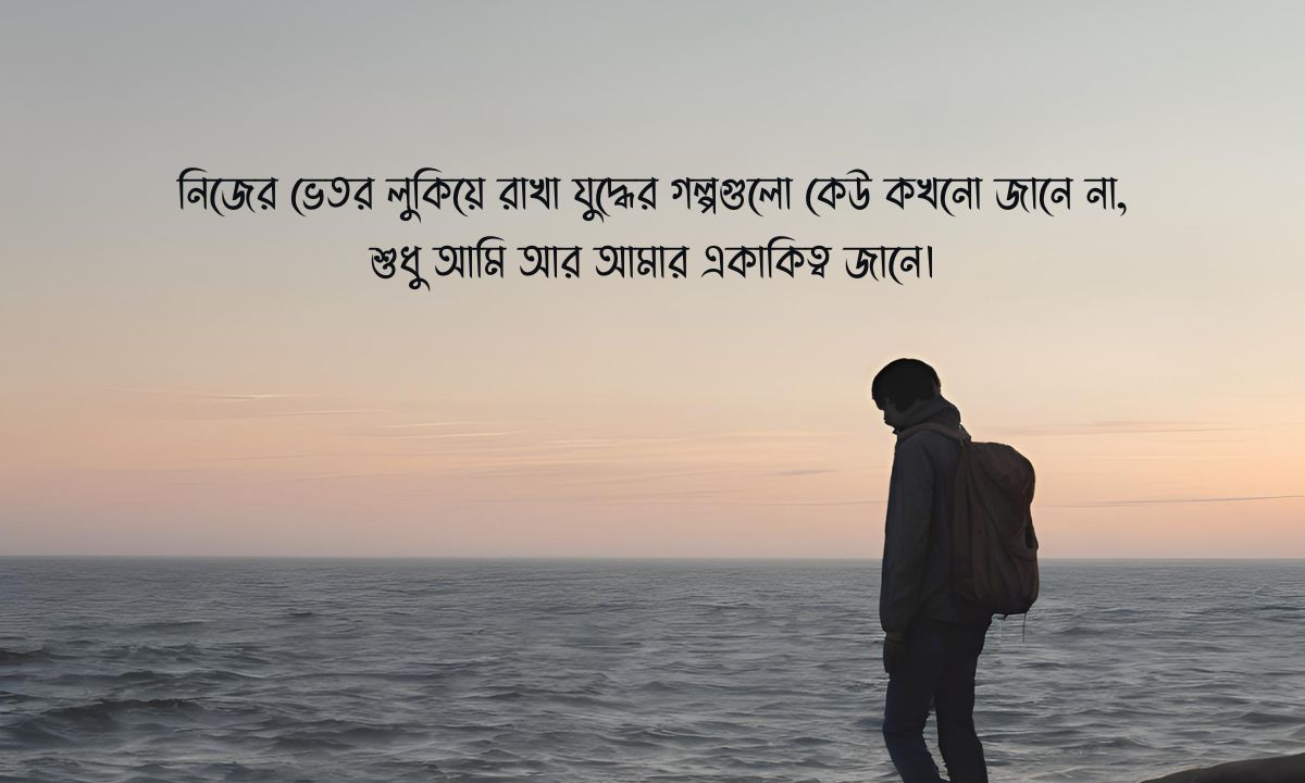 নিজেকে নিয়ে স্ট্যাটাস পিক ২: নিজের ভেতর লুকিয়ে রাখা যুদ্ধের গল্পগুলো কেউ কখনো জানে না, শুধু আমি আর আমার একাকিত্ব জানে।