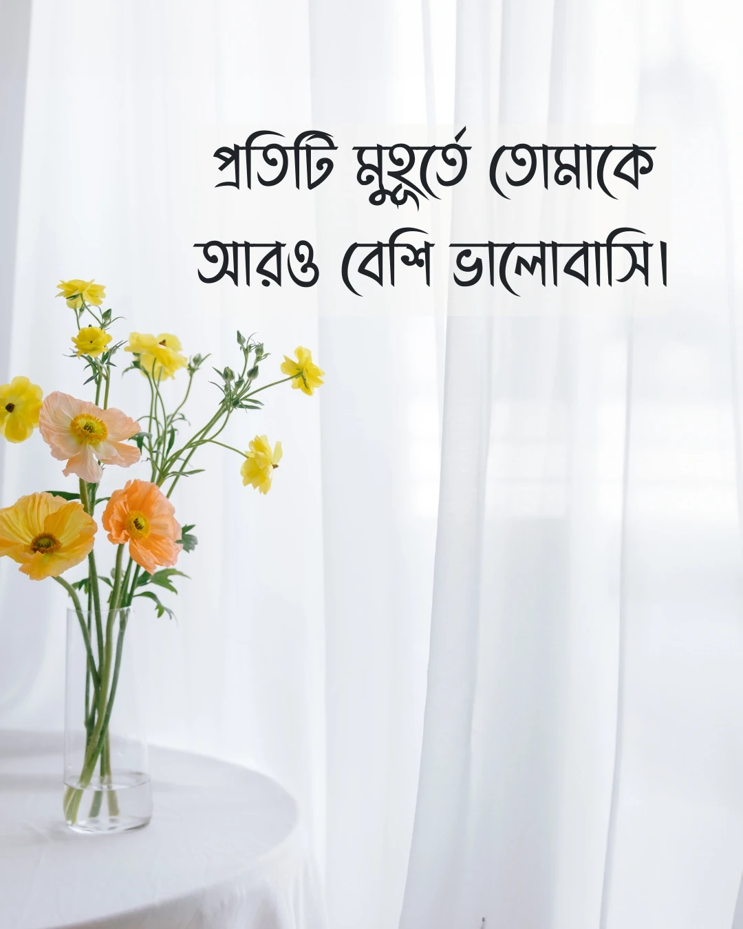 রোমান্টিক ক্যাপশন প্রতিটি মুহূর্তে তোমাকে আরও বেশি ভালোবাসি।